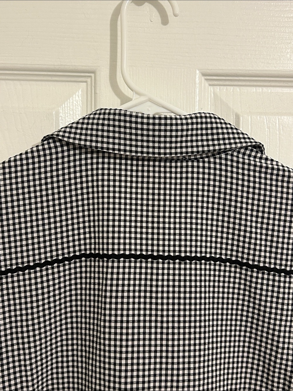Solid & Striped Estelle Gingham Seersucker Embroidered Trim Romper Size Large - Picture 8 of 11